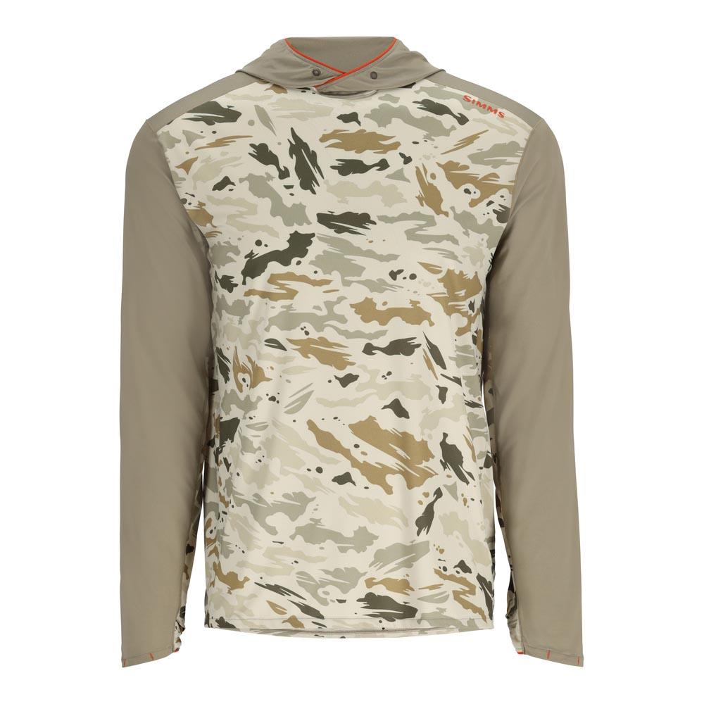 Simms BugStopper SolarFlex Hoody Men's in Ghost Camo Stone and Stone